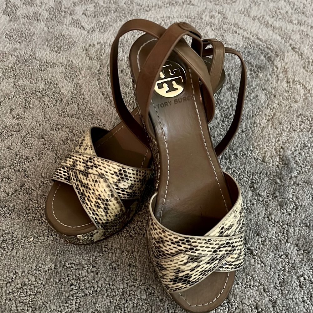 Tory Burch snakeskin platform sandals